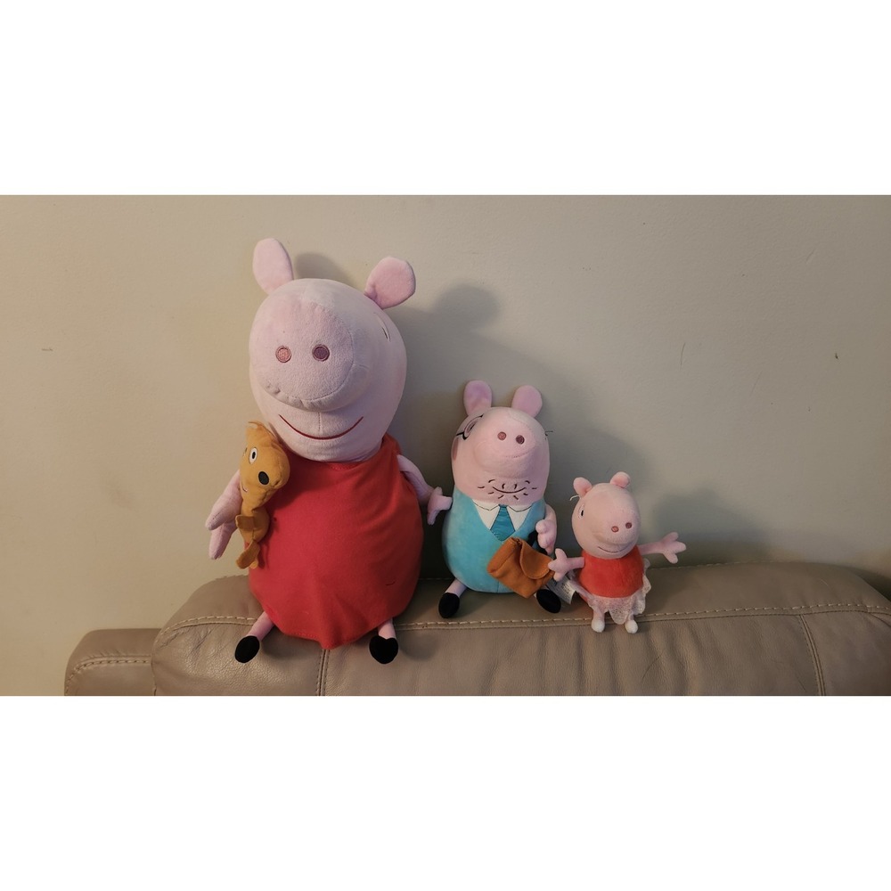 Ty Peppa Pig & Daddy Pig & Ballerina Pig Plush. 15"/10"6.5"‎